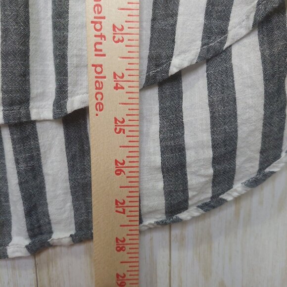 Lucky Brand Top Womens Med. Gray Striped Button Up Roll Tab Long Sleeve - Picture 11 of 11